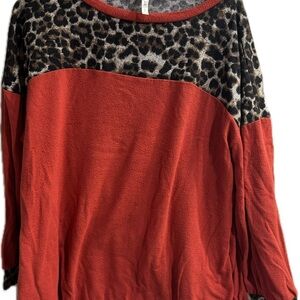 Leopard Print and Orange Women's Top